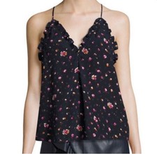 Rebecca Taylor Silk Floral Ruffle Racerback Camisole Top Size 10