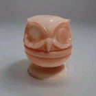 [HOME] Fenton Pink & White Glass Owl Candle Decorative Fairy Lamp -Signed Fenton
