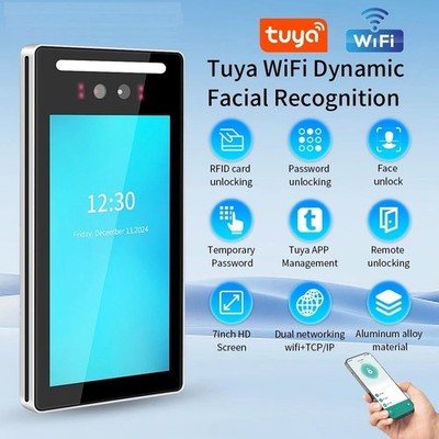 Tuya Access Control Facial Recognition Color Screen RFID Password Reader 12V 2A