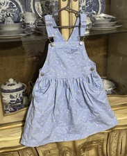 Vintage OshKosh Light Blue Daisy Print Skirtall Overalls Dress 6x Girls 26