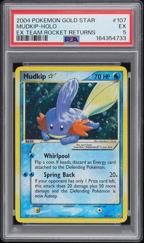 Mudkip Gold Star 107/109 PSA 5 Team Rocket Returns Pokemon Card Game