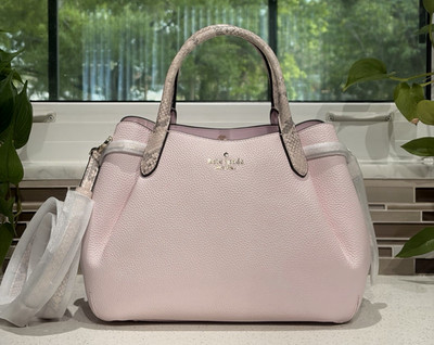 KATE SPADE DUMPLING LARGE SATCHEL SHOULDER HOBO BAG PINK SNAKE LEATHER PRINT