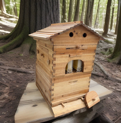 Auto Flowing Honey Hive Beehive 4 Frames & Beekeeping Brood Cedarwood Box
