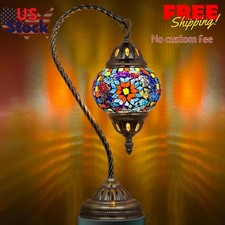 Tiffany Style Stained Glass Table Lamp, Handmade Turkish Moroccan Mosaic