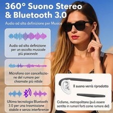 OCCHIALI DA SOLE CON AURICOLARE BLUETOOTH CON MICROFONO WIRELESS Android Iphone