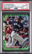 2019 BOWMAN PROSPECTS CHROME GREEN SHIMMER #74 ESTEVAN FLORIAL #/99 PSA 10
