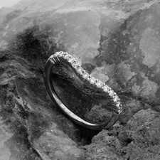 0.30CT White Round CZ Curved Engagement Wedding Band In 925 Sterling Silver