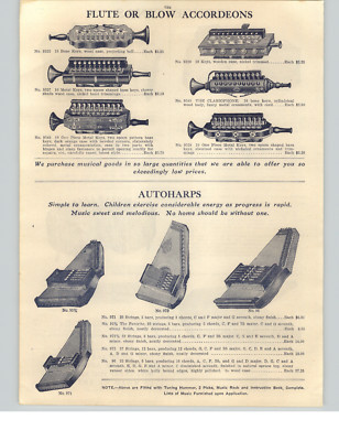 1910 PAPER AD Autoharp Herold & Sohne Flute Blow Accordeons Concertinas