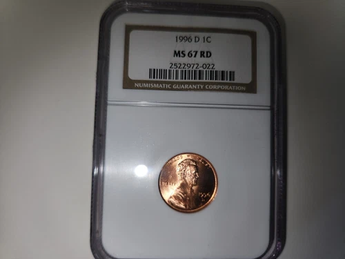 1996D Lincoln Cent NGC MS67 Very Nice Luster