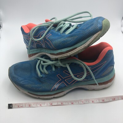 Asics Gel-Nimbus 19 Running Shoes Womens Size 8.5 Blue Peach T750N