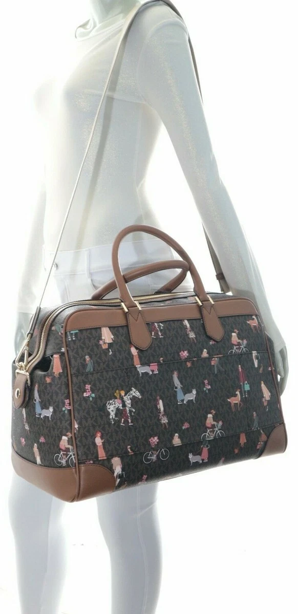 Michael Kors Jet Set Large Travel Bag Girls Weekender MK Brown Multi  NWT$628.00 194900664599