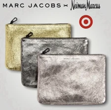 NEW Marc Jacobs for Target / Neiman Marcus SHINY Silver Leather Clutch Bag Purse
