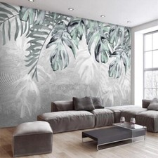 Fleece Photo Wallpaper Mural Murals Modern Plant Leaves Hand Painted 11682