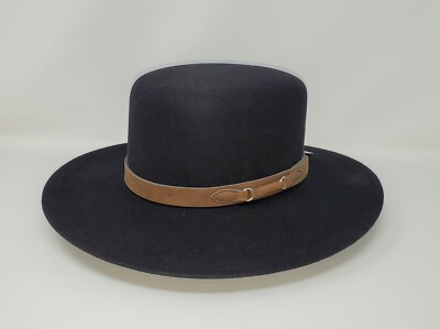 STETSON SIZE SMALL BLACK PIONEER OPEN CROWN WESTERN HAT | eBay