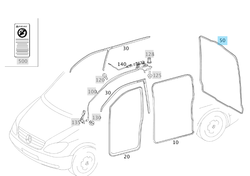 Genuine Mercedes-Benz VITO 639 Rear Panel Door Tailgate Seal  