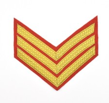 CHEVRON SERGEANT STRIPES GOLD RED 150mm wide 3 Bars