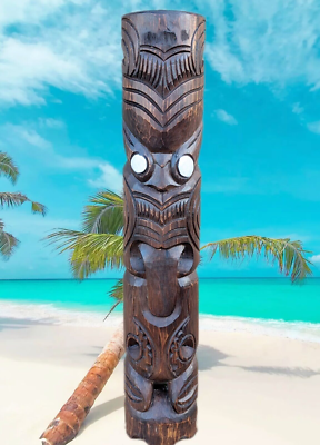 Maori Totem Tiki Statue Wall Sculpture Mask Tropical Tiki