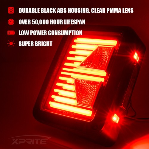 Luces traseras LED Xprite para Wrangler JK JKU 07-18 Jeep señal de giro de freno inverso - Imagen 2 de 7
