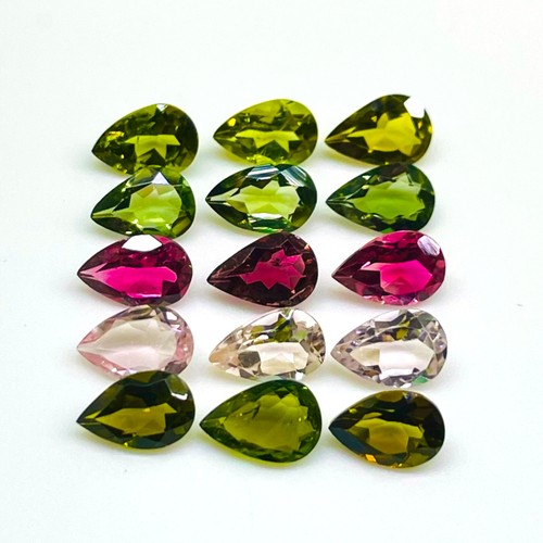 VVS 15 Pcs Natural Tourmaline 6x4mm Pear Cut Loose Untreated Gemstones Lot - Picture 4 of 9