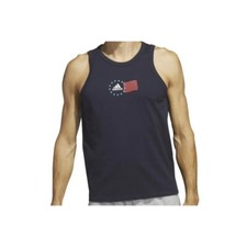 Adidas Men's Sleeveless Tank Top Shirt American Flag Graphic Blue NWT