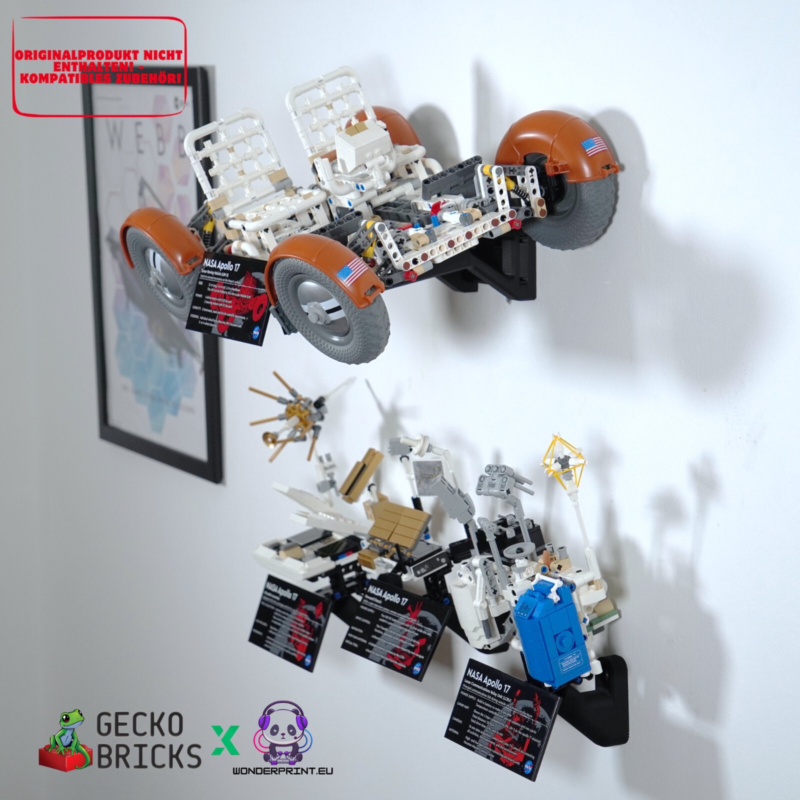Wandhalterung Halter passend für LEGO NASA Apollo Lunar Roving Vehicle LRV 42182