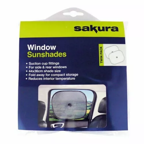 2 X Sakura Parasol Plegable Coche Ventana Lateral Protector Solar Coche Cámper 44cm x 36cm - Imagen 1 de 3