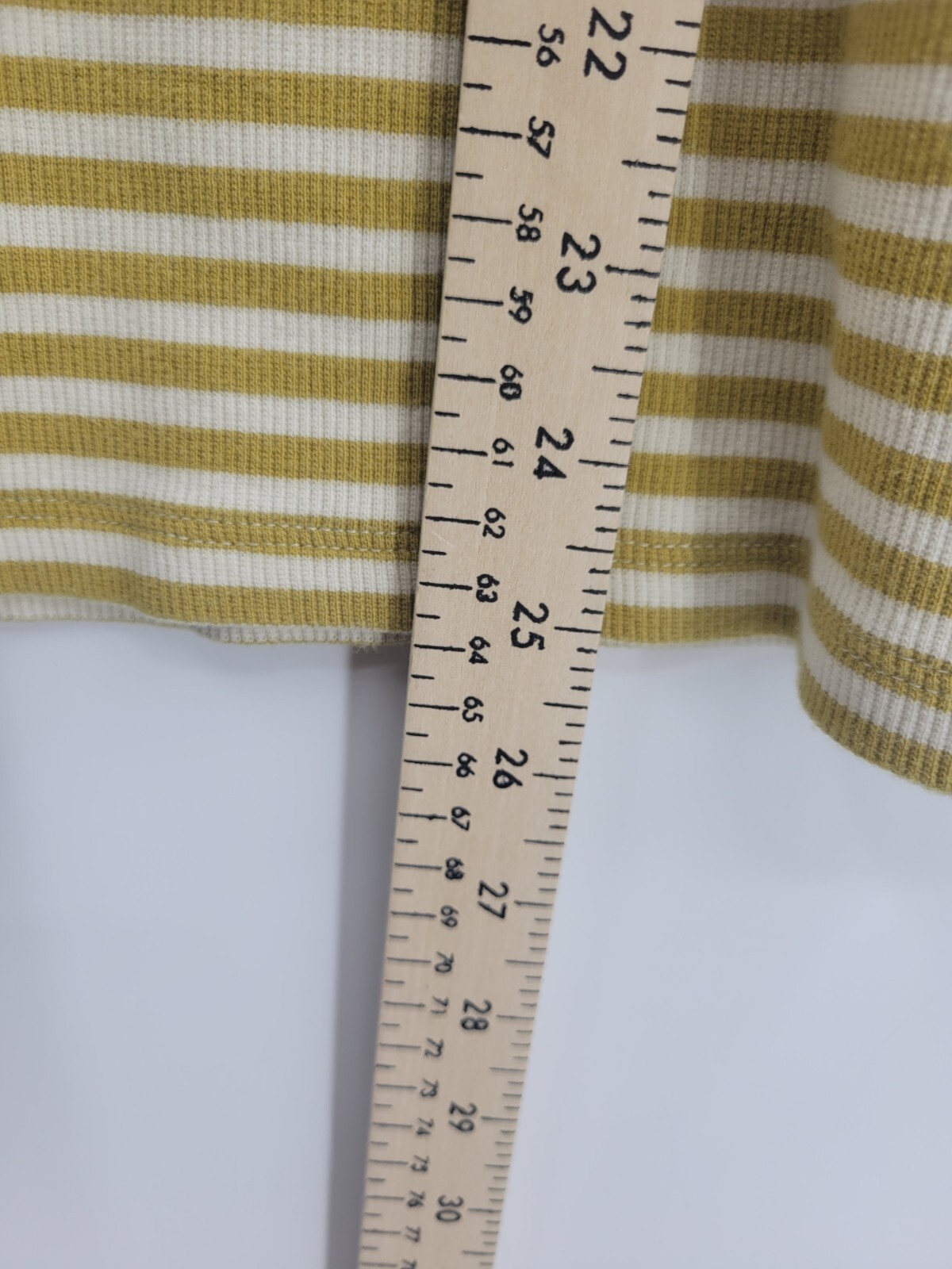 J Crew Top Womens Large Gold Ivory Stripe Scoop Neck Stretch Knit Boho Casual