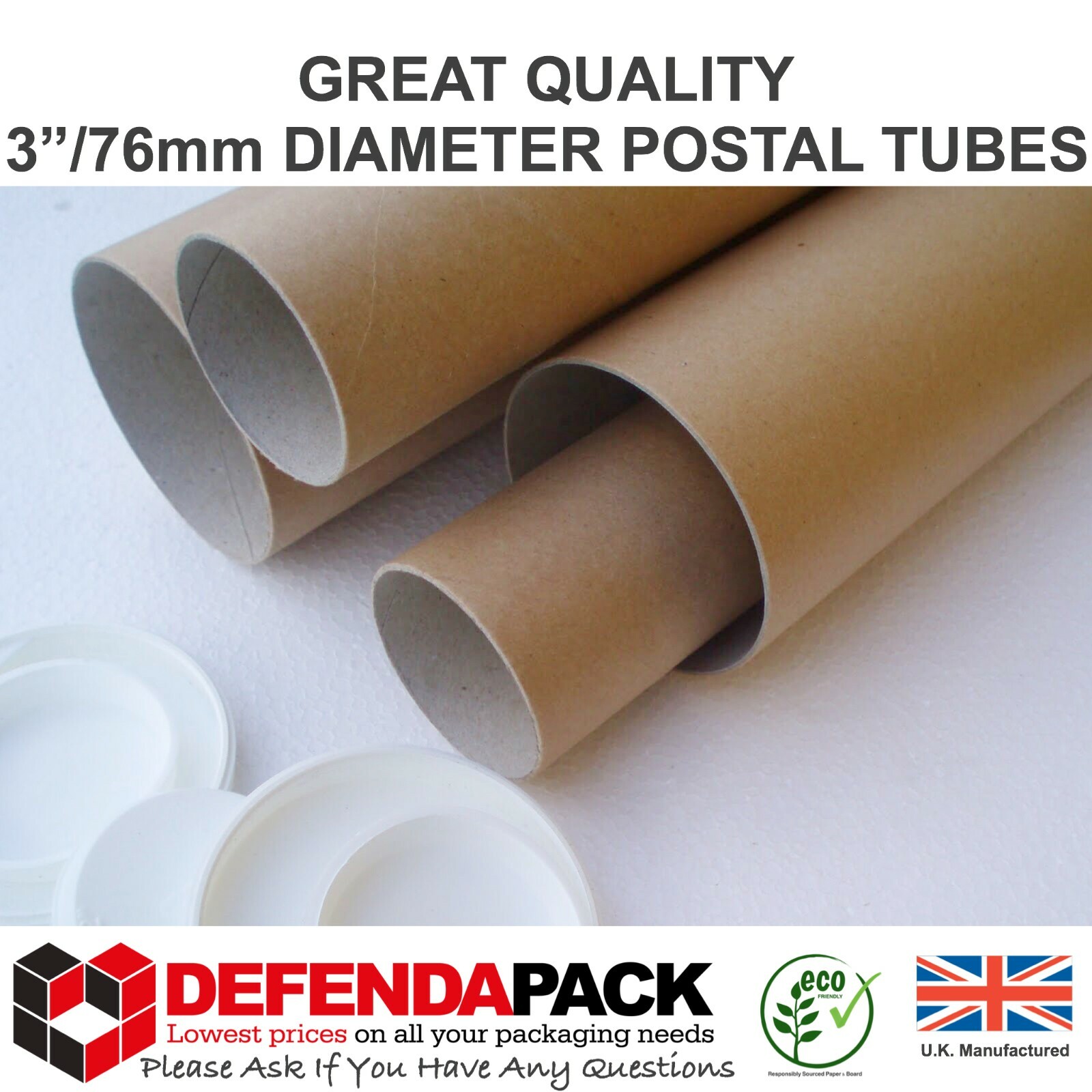 POSTAL TUBES A5 A4 A3 A2 A1 A0 + Poster size x 76mm 3” Diameter STRONG