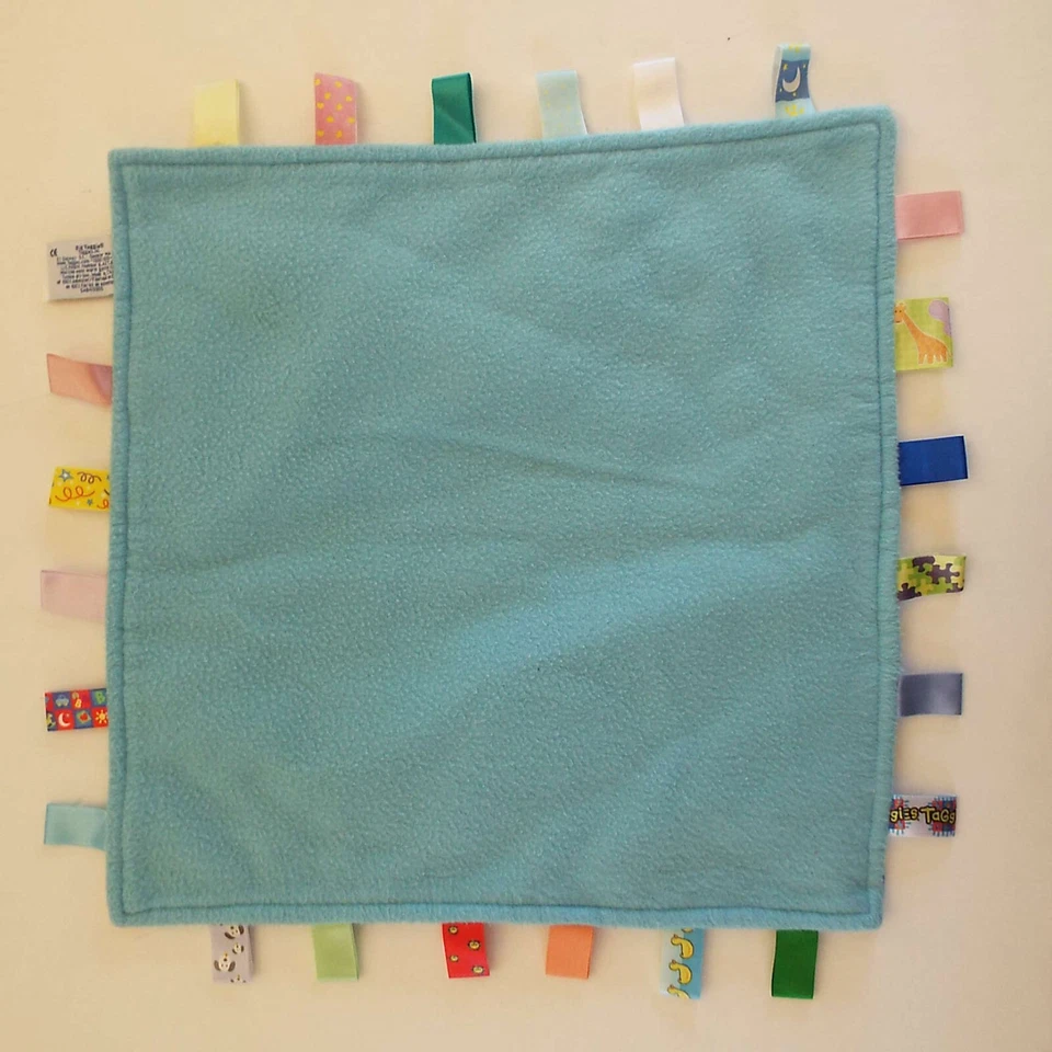 Manta de seguridad Big Taggies Baby Lovey azul a cuadros vehículos coches camión 17x17" Foto 3 de 3