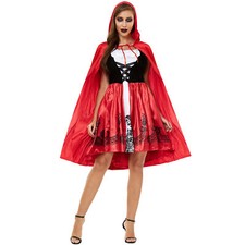 Women Red Dress Robe Cloak Medieval Halloween Roleplay Drama Cosplay Costumes