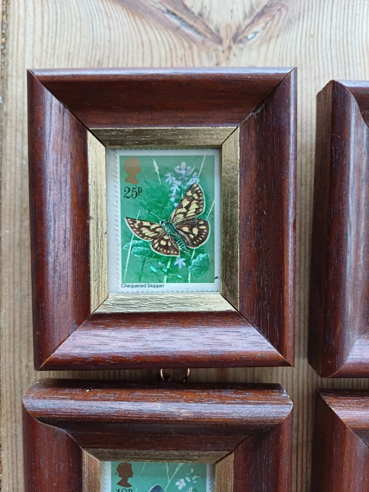 Four British butterfly stamps (1991) in glass fronted frames — 第 2/4 张图片