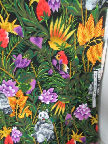 Tropical Plants and Animals Print Shamash & Sons Cotton Fabric VTG 34" X 40" W - Picture 9 of 9