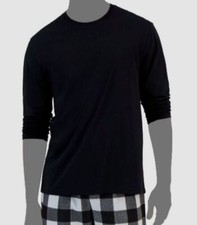  30 Club Room Men Black Solid Cotton Crew Long Sleeve Pajama Top Size M