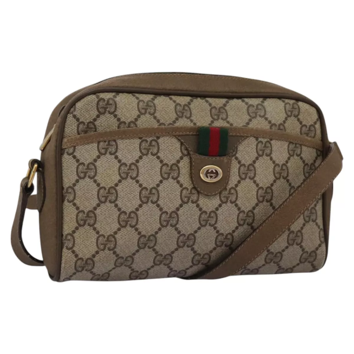 Sac à bandoulière GUCCI GG Supreme Web Sherry Line PVC beige vert rouge authentique ep7182