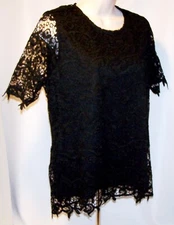 NEW $78 Retail Tag Philosophy MEDIUM Lined BLACK LACE Special Occasion Top / Tee