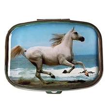 Horse Small Daily Medication Pill Box Organizer Case for Pocket Purse or Travel
