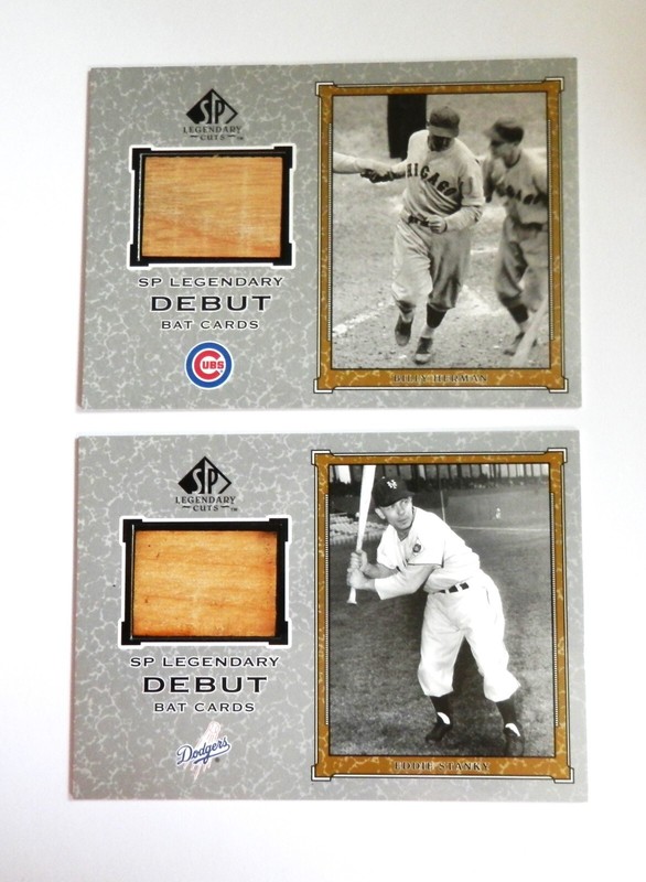 2001 SP LEGENDARY DEBUT BAT CARDS BILLY HERMAN AND EDDIE STANKY PART OF HISTORY