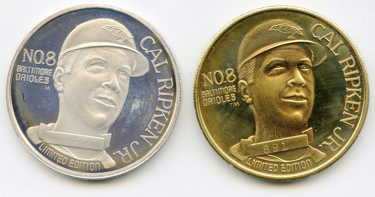 ロイヤルコレクション　ゴールデンジュビリー　持ち手付きバスケット Cal Ripken Jr 1 oz Silver Bronze Round Medal Baltimore Orioles