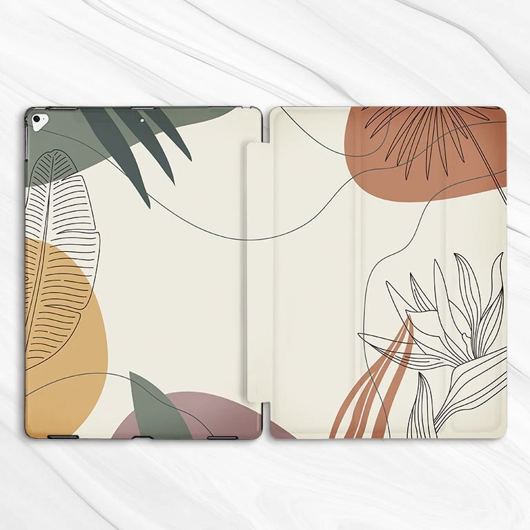 Floral Line Art Bubbles Leaf Case For iPad 10.2 Air 3 4 5 Pro 9.7 11 12.9 Mini - Image 4 of 4