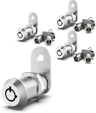 3 Pack Cabinet Locks with Key, 1-1/8" Cam Lock Keyed Alike, RV Locks for Storage