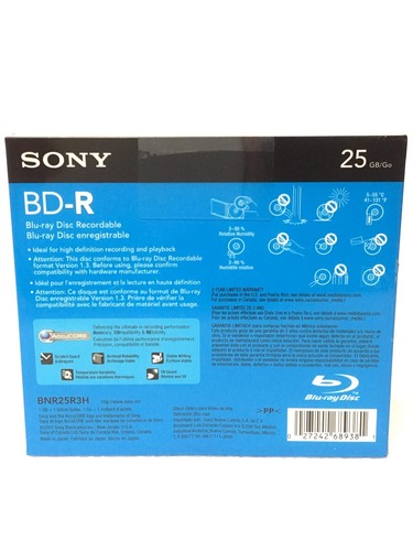 2x NEW Sony BNR25R3H Blu-Ray Disc Recordable 25Gb Full HD 1080, FREE SHIPPING - Picture 5 of 8