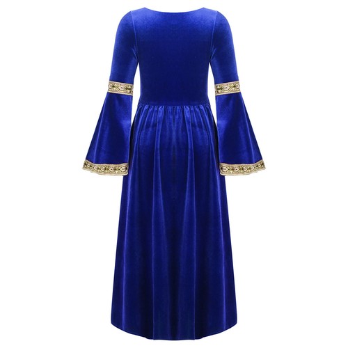 Kids Girls Medieval Renaissance Princess Costumes Velvet Vintage Dress Ball Gown - Picture 49 of 98