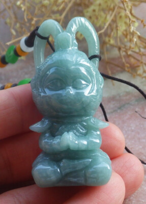 Video Certified Natural A Jade jadeite pendant Monkey Sun Wu kong  孙悟空 115230 TS