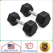 CAP Barbell, 25lb Coated Rubber Hex Dumbbell, Pair