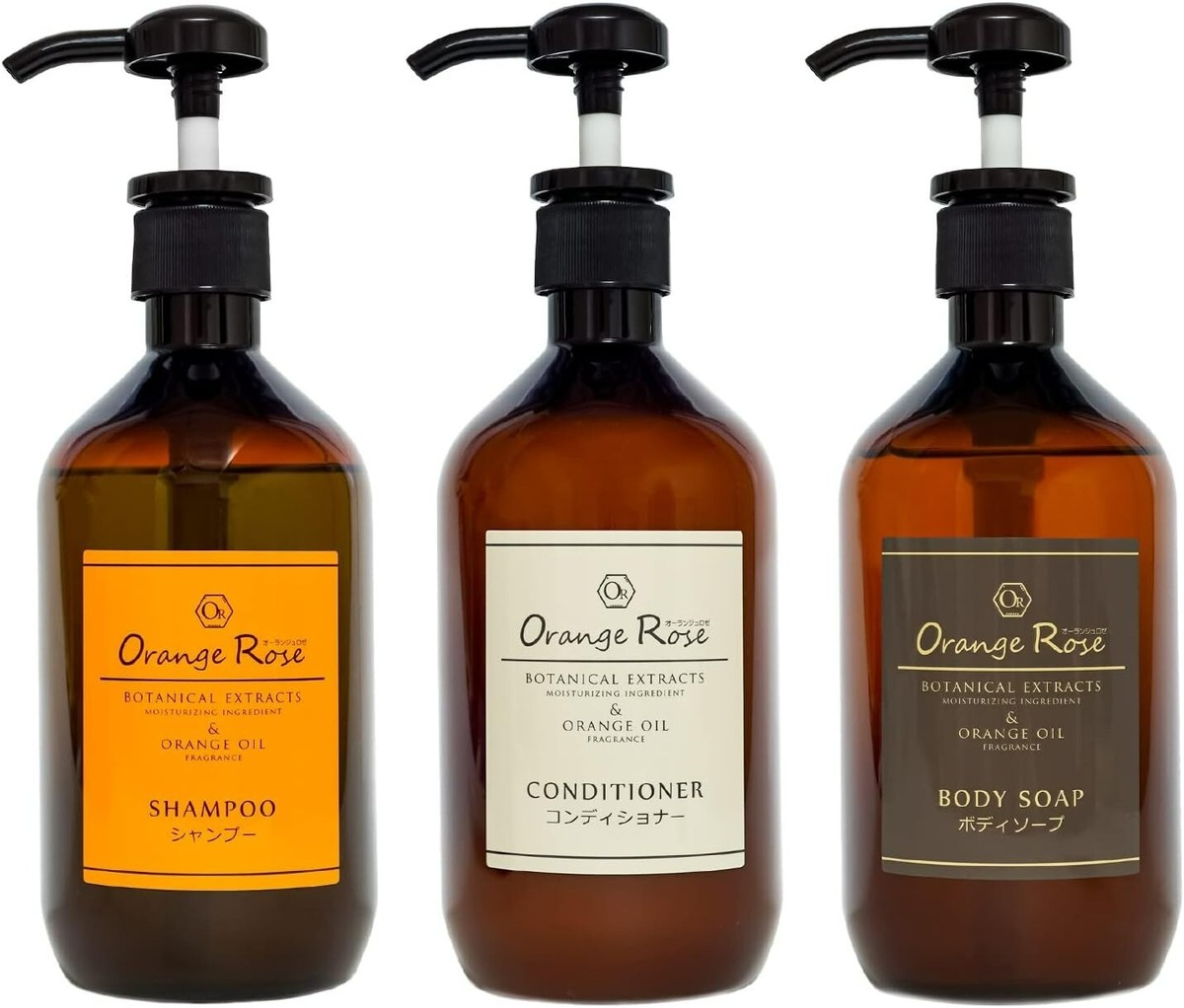 Or Orange Rose shampoo conditioner body soap 450ml bottle hotel