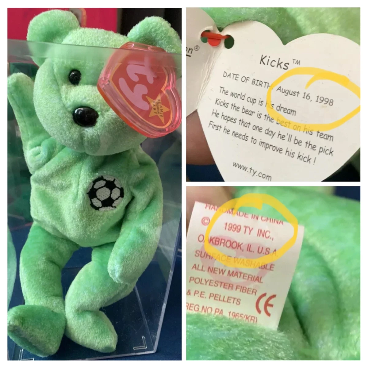 Kicks beanie baby with 2025 errors value