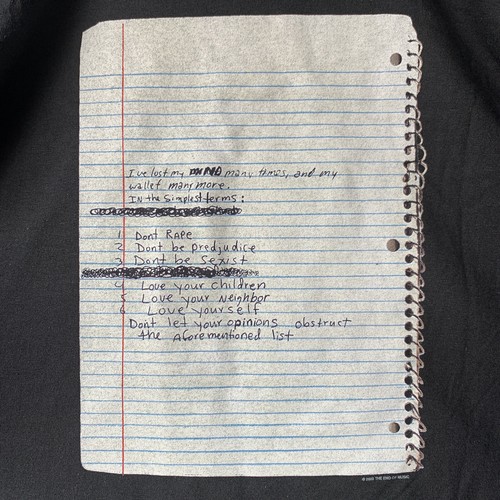T-Shirt Kurt Cobain Nirvana grafisch doppelseitig XXL Notizbuch Ende der Musik Gedicht - Bild 6 von 10
