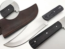 D2 STEEL SHARP CUSTOM FIX BLADE HUNTING  BOWIE KNIFE PAKKA WOOD HANDLE & SHEATH