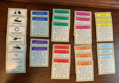 Monopoly Tropical Tycoon 2007 Replacement Job cards, Title Deeds, Fortune Tokens