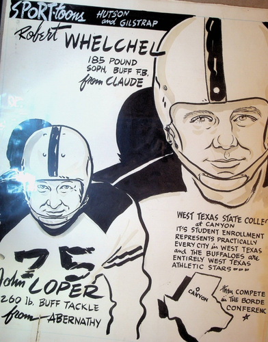 West Texas State College Football Original Art Robert Whelchel John Loper 1951 - Picture 1 of 3